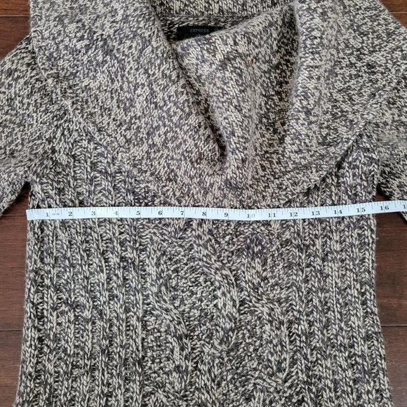 Express Wool Cashmere Blend Cowl Neck Cable Knit Sweater Women's L Brown & Tan - Picture 5 of 7